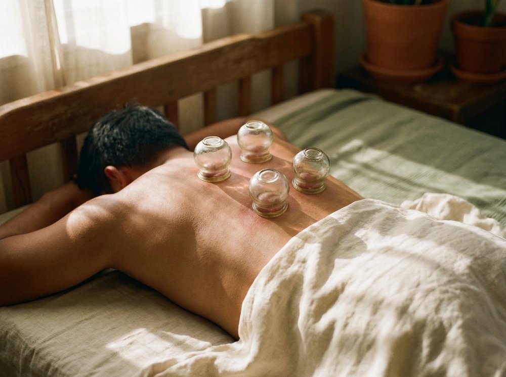 Ventosa cups warming on a wooden tray
